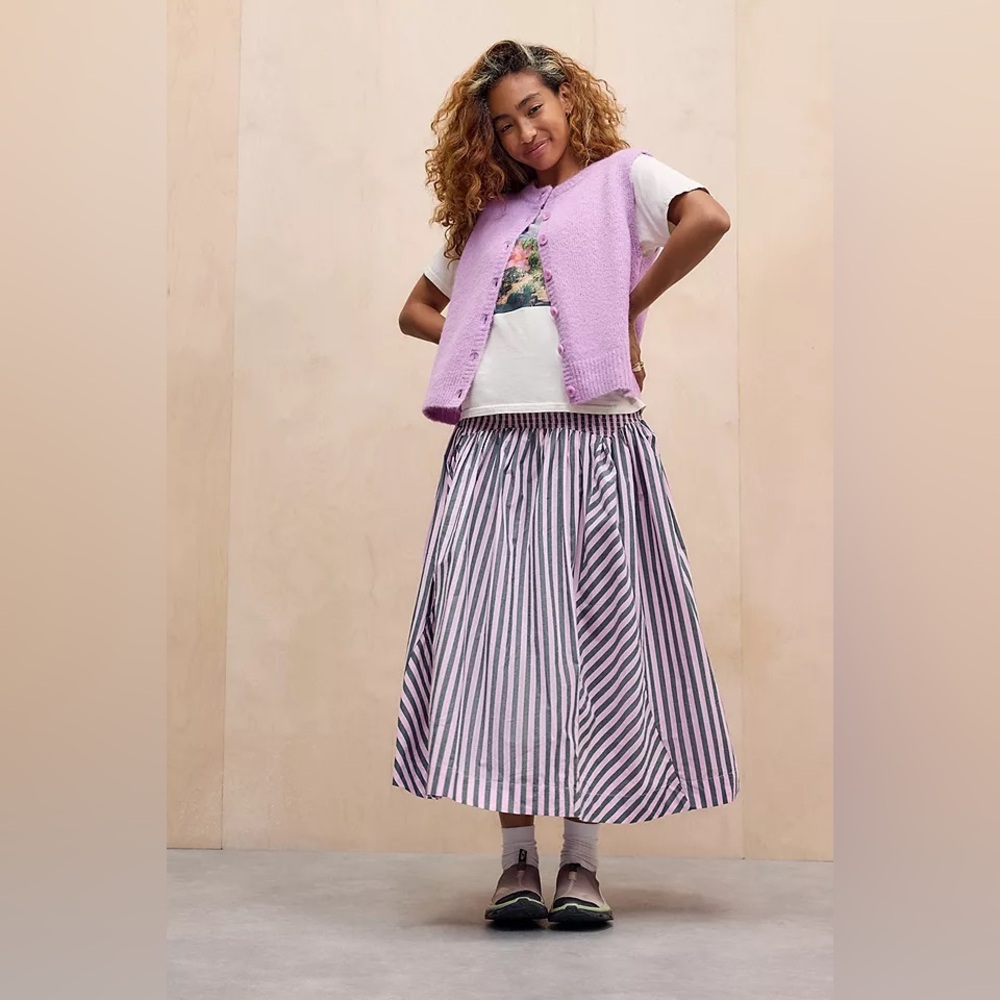 Damson Madder Layla Godet Organic Cotton Midi Skirt - Picture 6 of 9